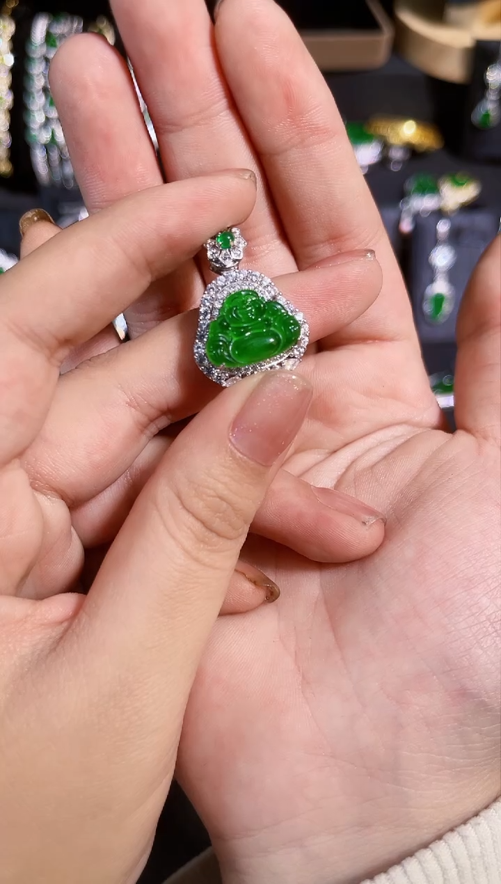 【闪购商品】翡翠颈饰银S925镶嵌佛公