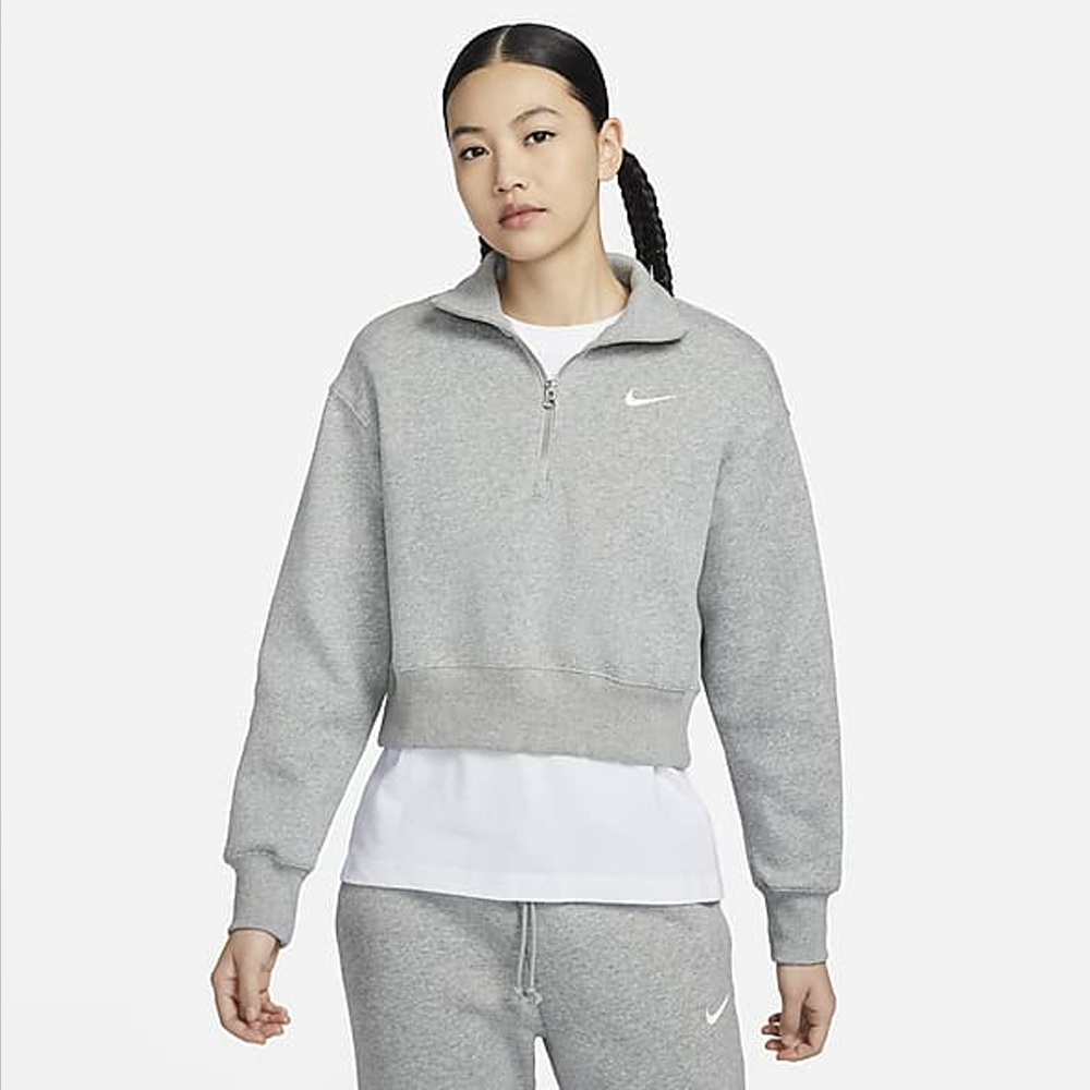 NIKE/耐克女子Oversize风半长拉链开襟短款加绒运动衫DQ5768063
