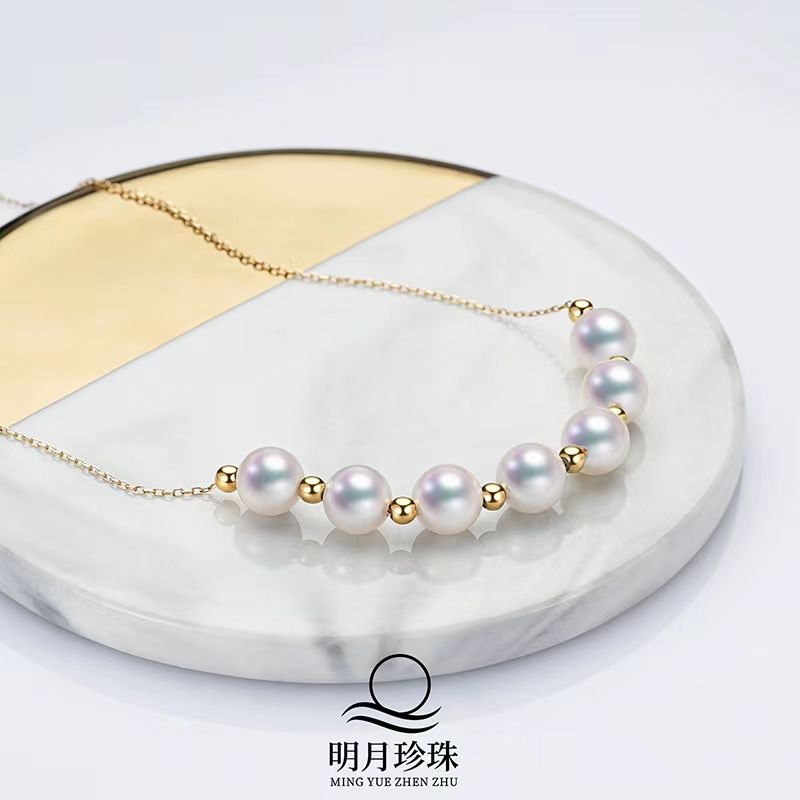 海水akoya七珠微笑满天星极强光项链颗粒珠打造时尚百搭经典