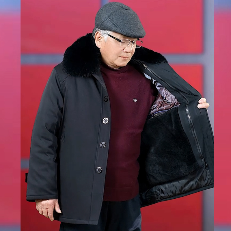 两件套 加绒加厚棉服 可拆卸内胆棉衣 中老年爸爸装保暖爷爷棉袄