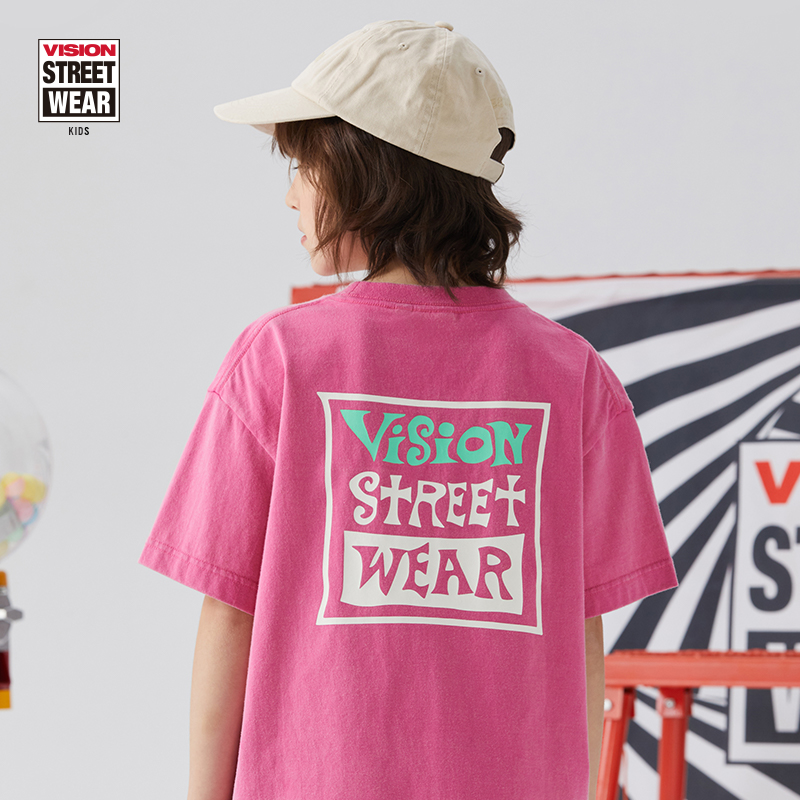 VISION KIDS印花复刻图案复古宽松短袖T恤女童夏季新款童装男童
