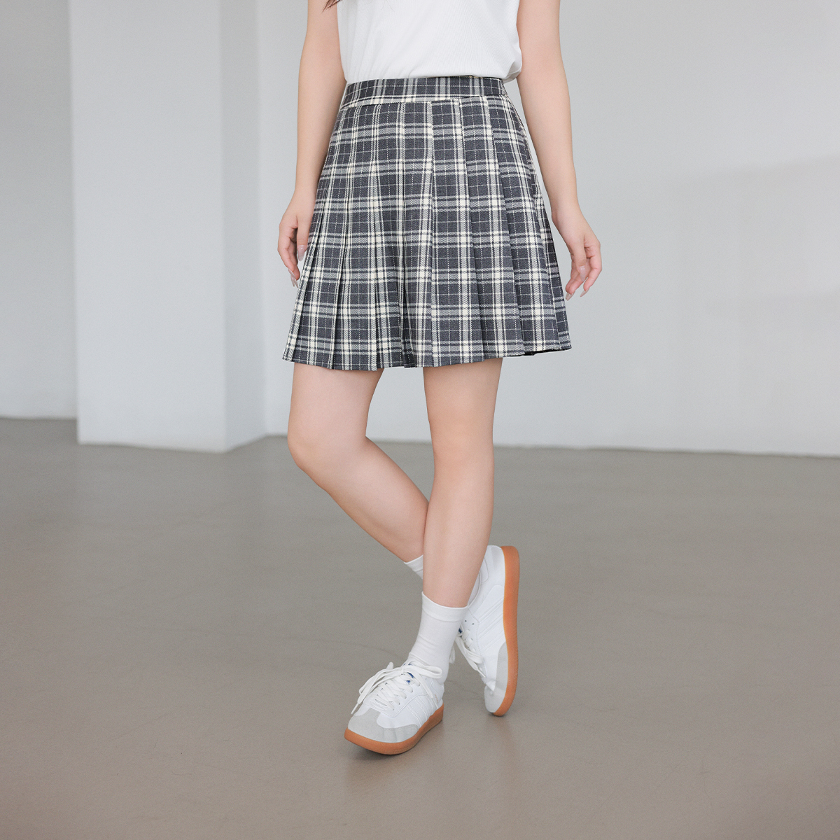 【现货】MsShe大码女装高腰显瘦百褶半身短裙M2210244