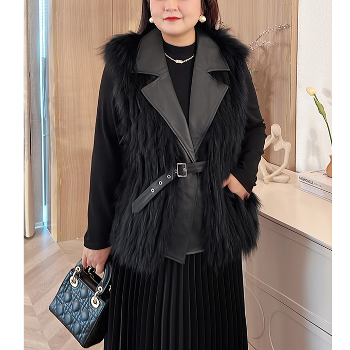 【狐狸毛皮革皮草】MsShe大码女装冬轻奢厚马甲B2311008