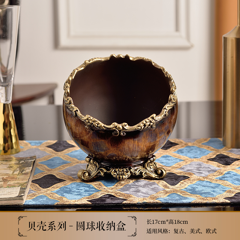 欧式美式轻奢创意家居上档次烟灰缸客厅防飞灰摆件客厅轻奢摆件