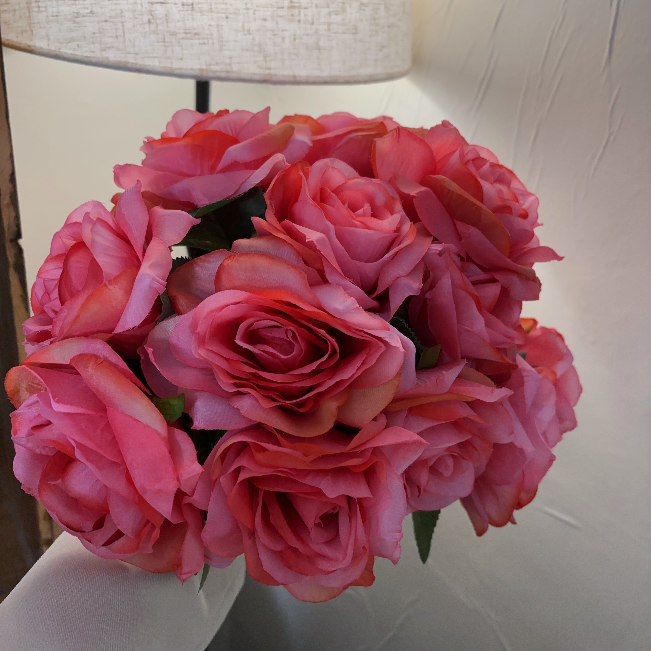 玫红色插花家居装饰花仿真花假花装饰摆件两束14个花头