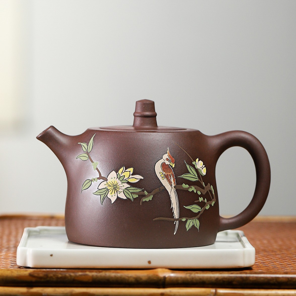 宜兴原矿紫泥 喜上眉梢汉掇 约450毫升 手工制品 高端 精美茶器