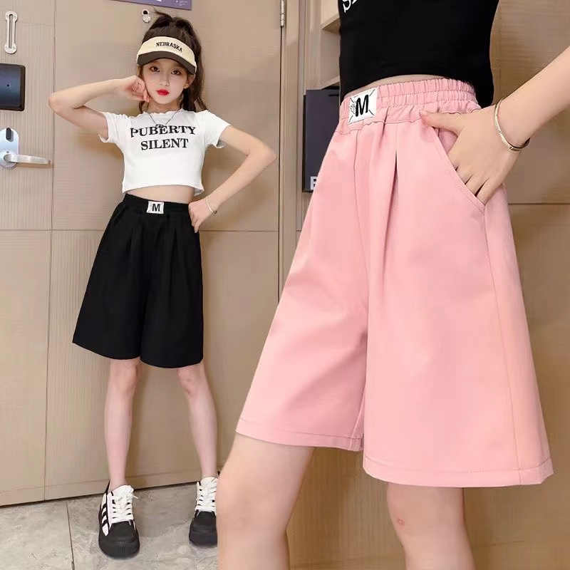 女童裤子2024夏季新款中大童西裤韩版宽松五分裤女孩百搭运动短裤