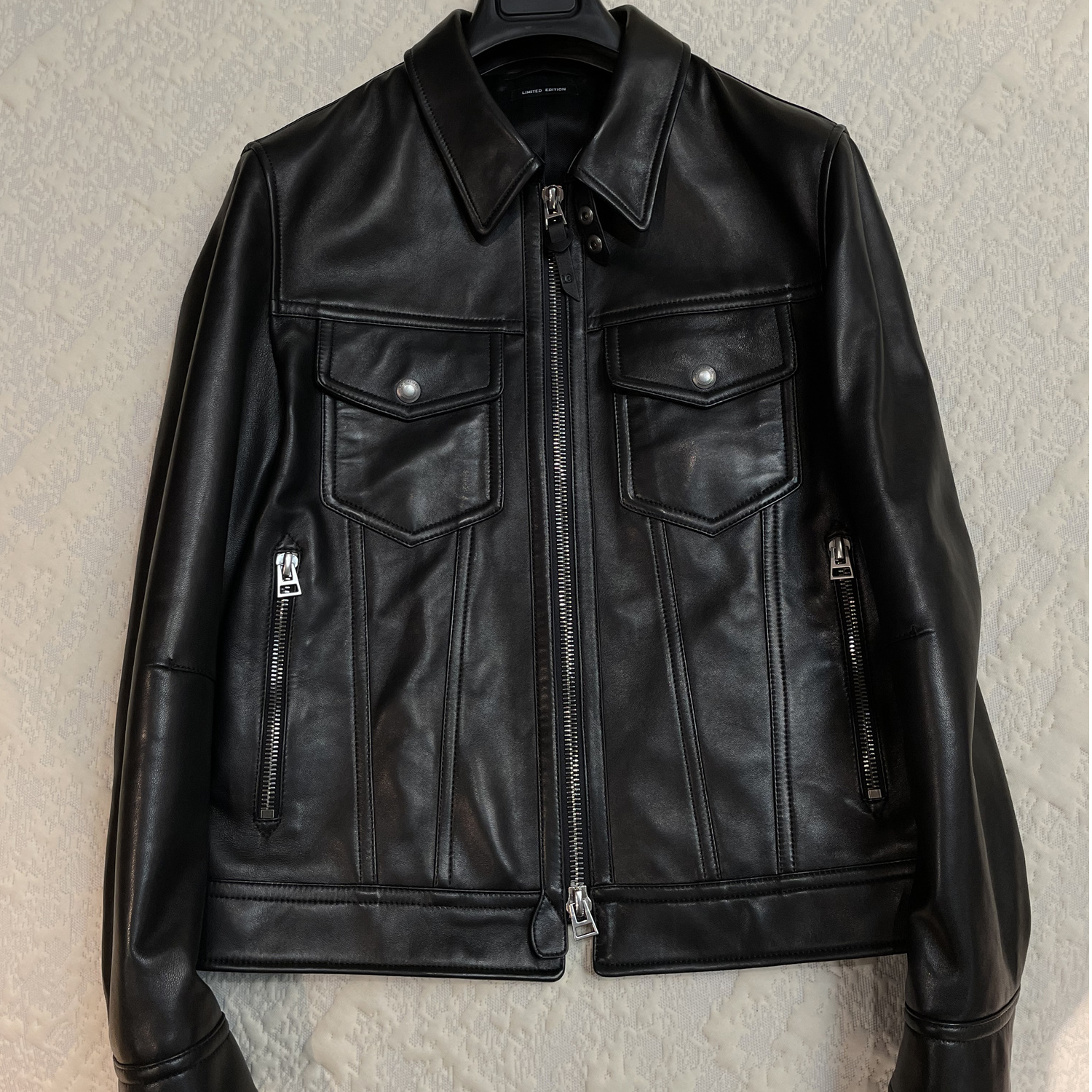 (主店）LA CALIFFA“super high end 法国小羊羔皮”修身型 牛仔夹克