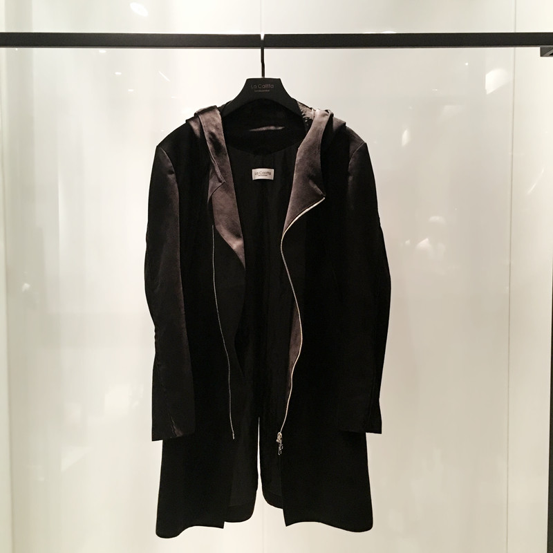 (主店）La Califfa 日本设计师 暗黑风 山羊皮 男士风衣 外套