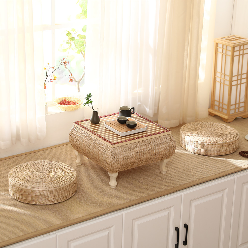 【依草依木家居】藤编日式禅意实木榻榻米茶几飘窗桌子可储物小方桌