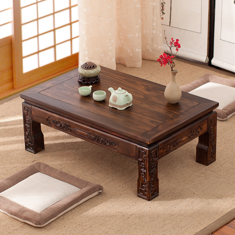 老榆木中式榻榻米小茶几飘窗桌日式简约实木茶桌禅意阳台矮桌复古