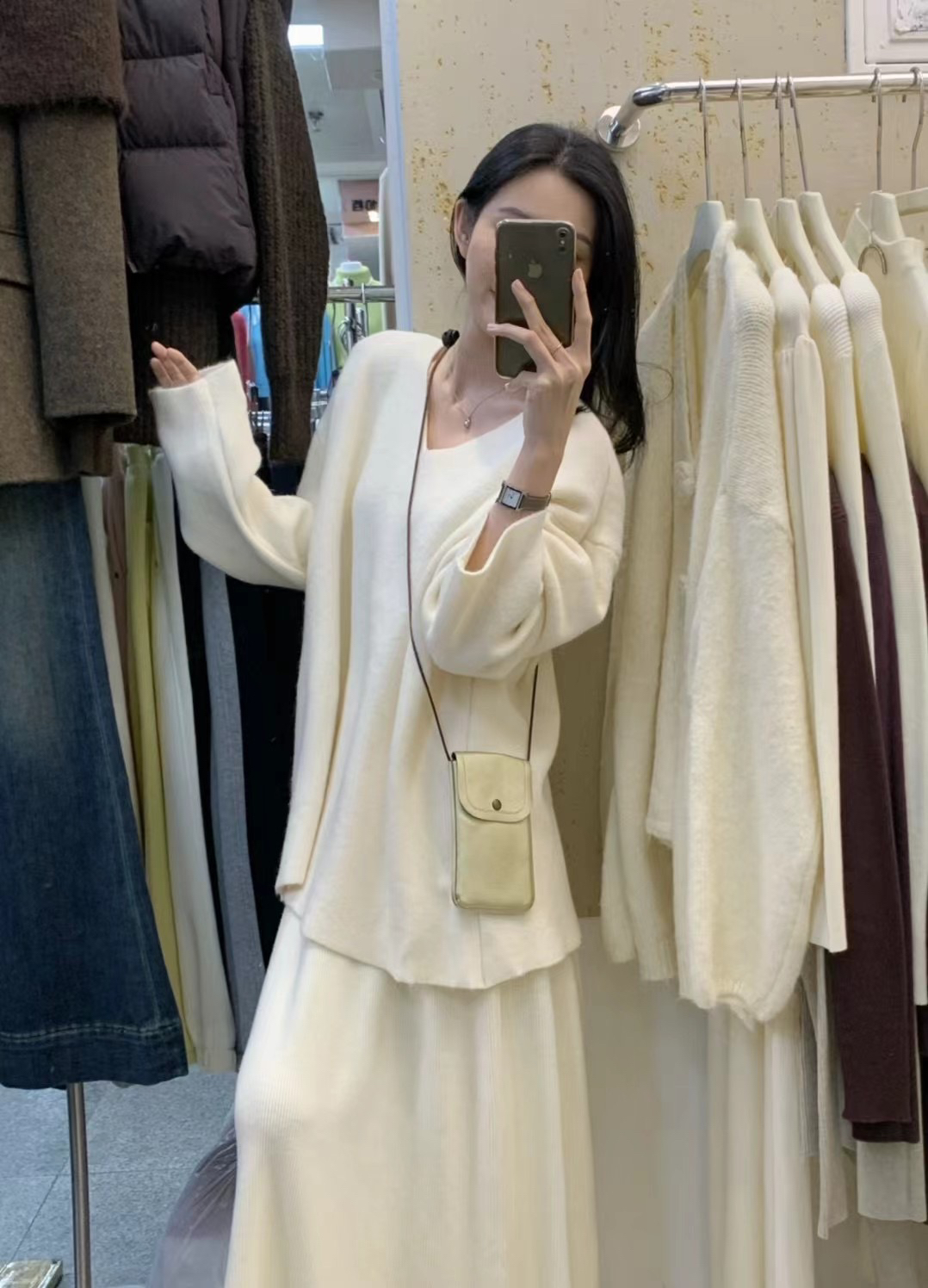 纯欲v领大版毛衣