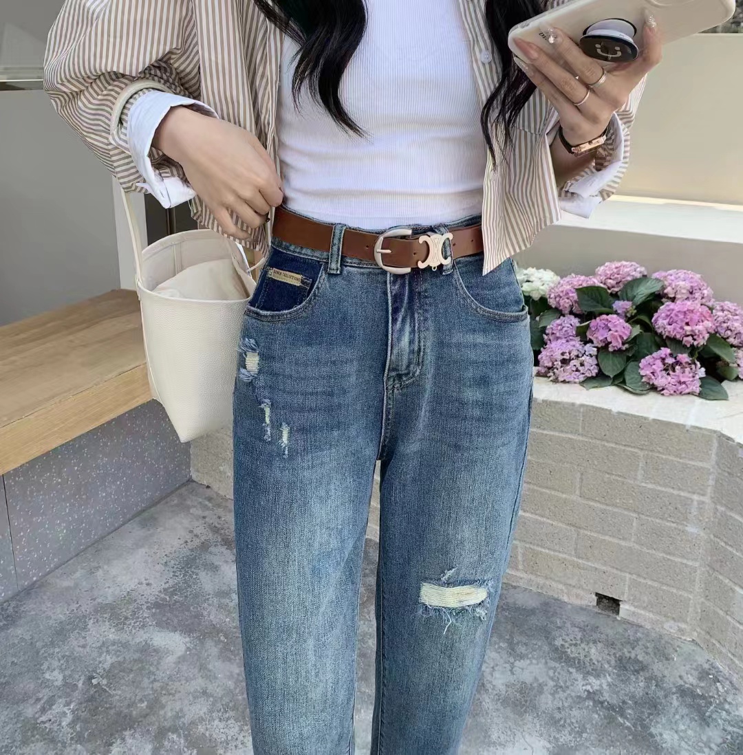 休闲百搭牛仔老爹裤