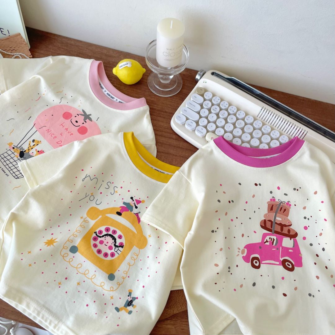 女童纯棉短袖T恤夏季新款儿童潮牌上衣韩版百搭可爱拼色圆领打底