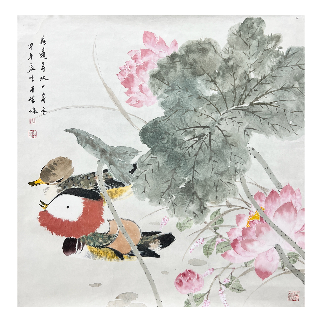 周午生《花鸟》4平尺，带合影视频。