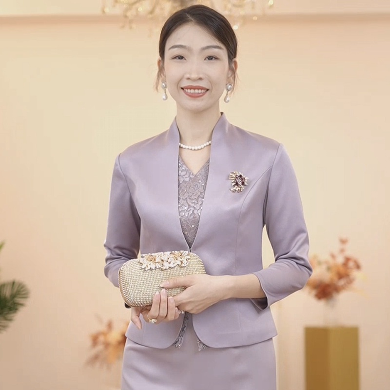 时装小外套搭配礼服喜婆婆喜妈妈套装上衣春秋气质百搭7分袖女士