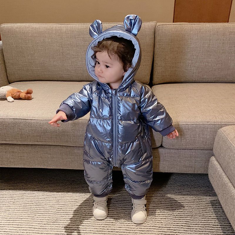 宝宝棉衣连体衣婴儿冬装加绒加厚保暖冬季外出爬服棉服连帽哈衣潮