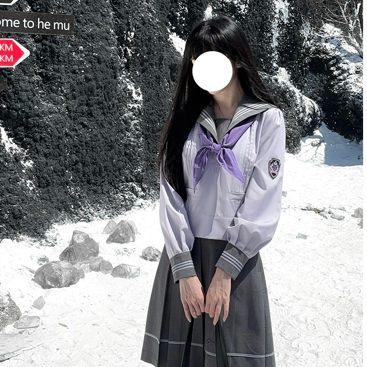 【梗豆物语】*雪鸢*紫灰刺绣水手原创JK制服女套装学生学院风