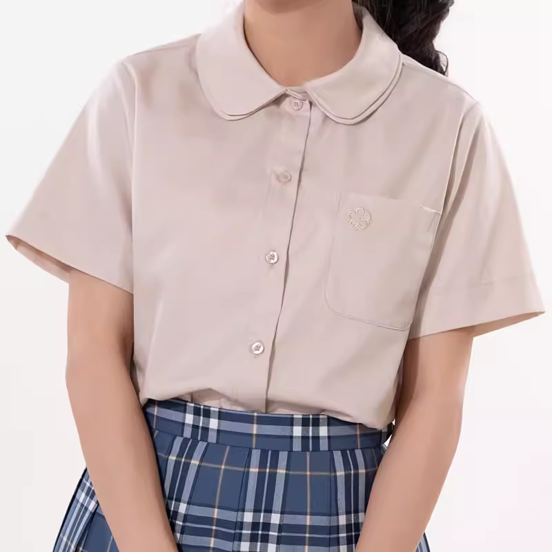 【梗豆物语】双层甜美丸襟短袖衬衫jk制服日系少女学院风百搭