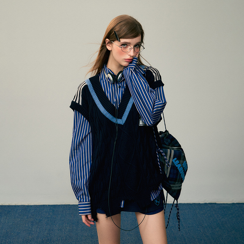 【梗豆KYOUKO】哈利波特联名竖纹英伦休闲背心毛衣百搭外穿马甲
