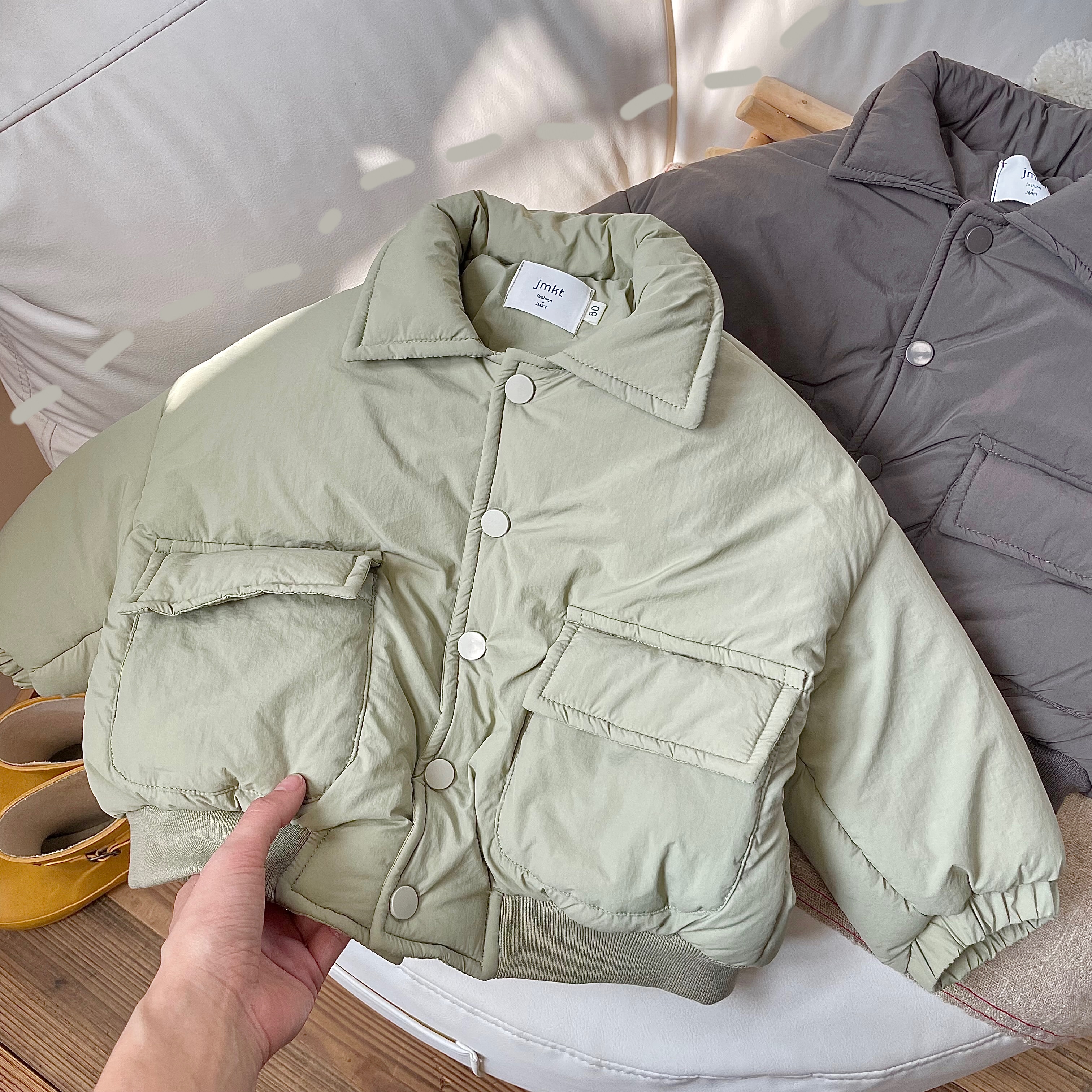 【阿沐家童品】儿童韩版冬装棉服男小童简约风休闲洋气棉衣宝宝棉袄