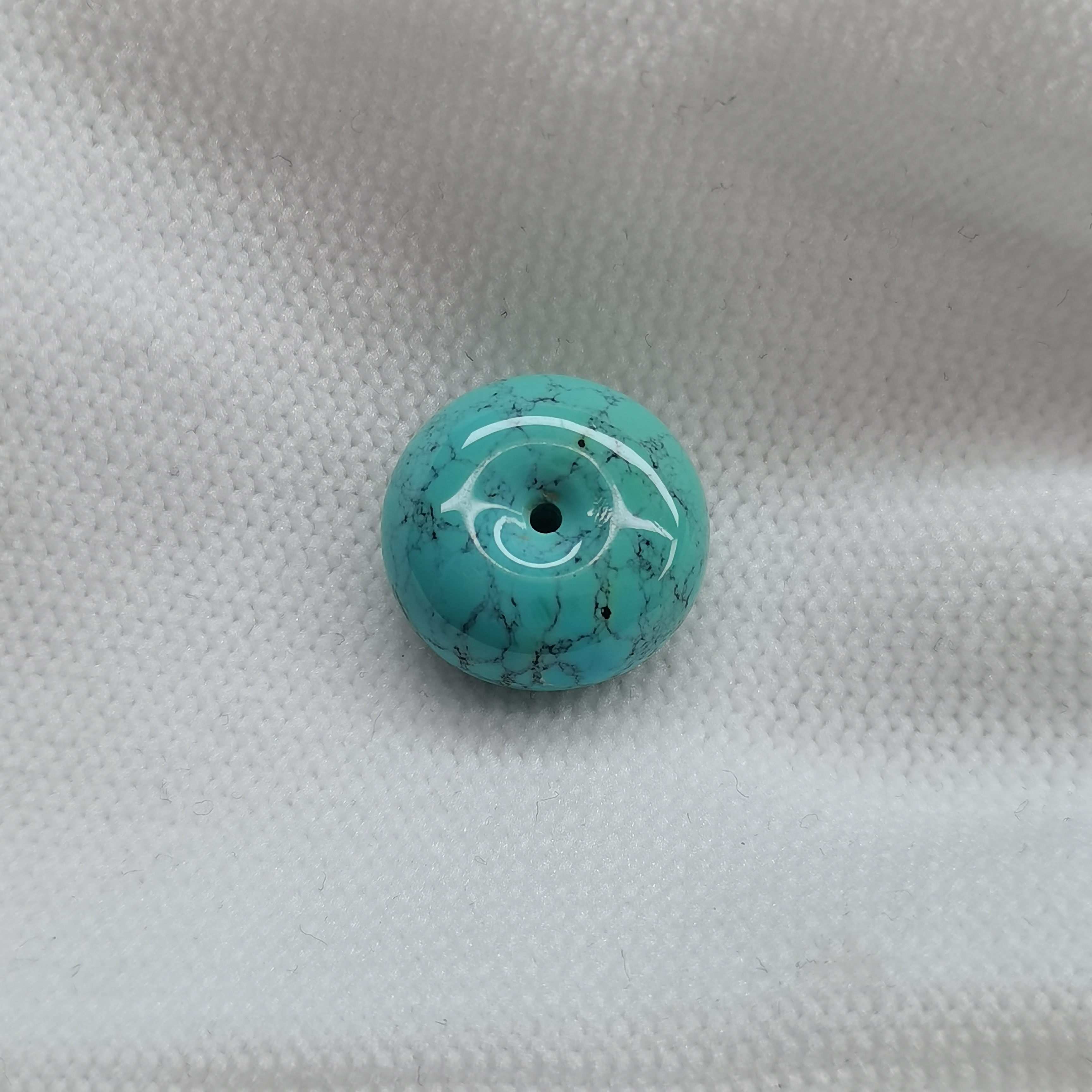 原矿高瓷蓝绿色绿松石扣子 直径14.5MM厚度7MM 重2.3g