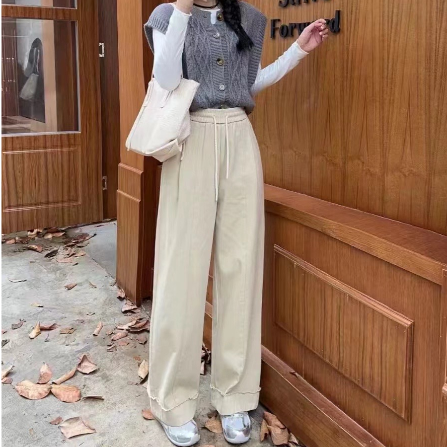 秋冬休闲直筒裤棉料垂感舒适洋气百搭
