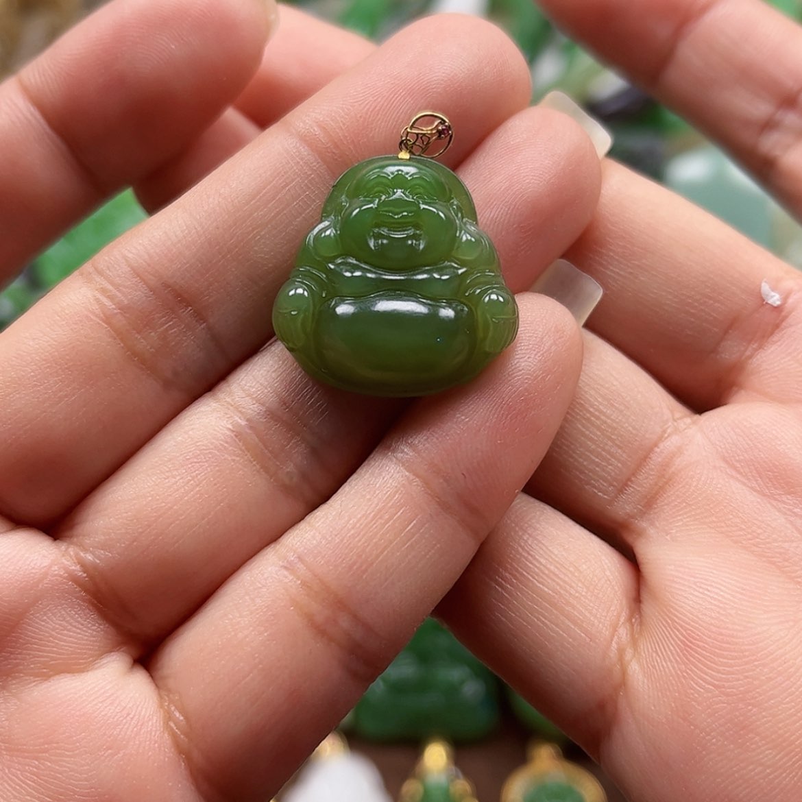 【闪购商品】和田玉吊坠18K金镶嵌