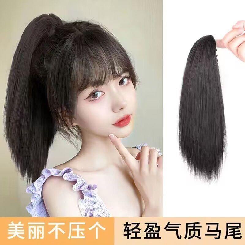 假发马尾女抓夹直马尾蓬松增发量仿全真人发超自然气质辫子长发女