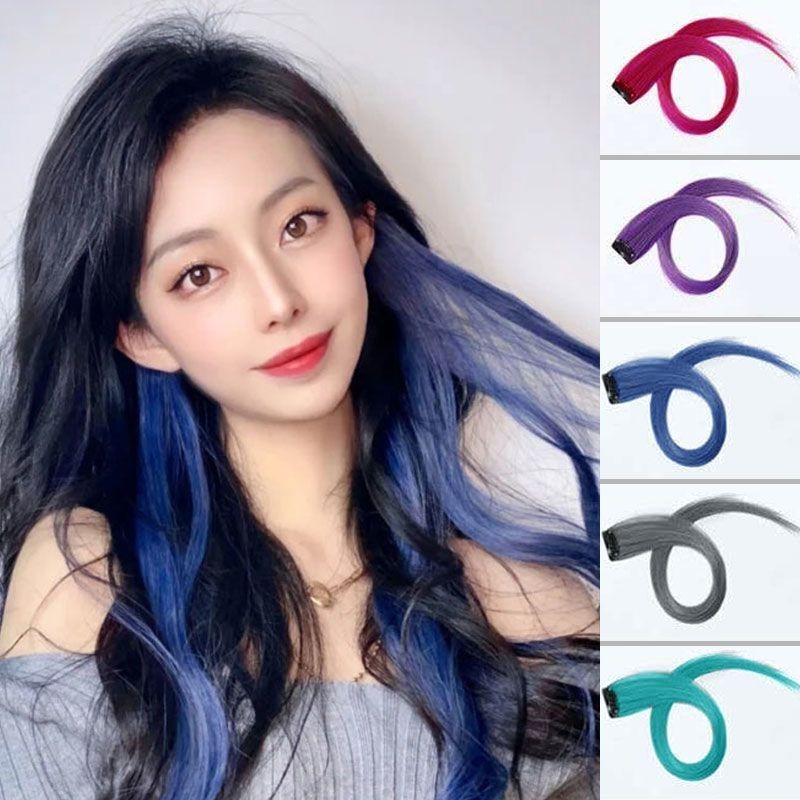 彩色假发片挂耳染一片式无痕接发片女长发网红发饰不伤发