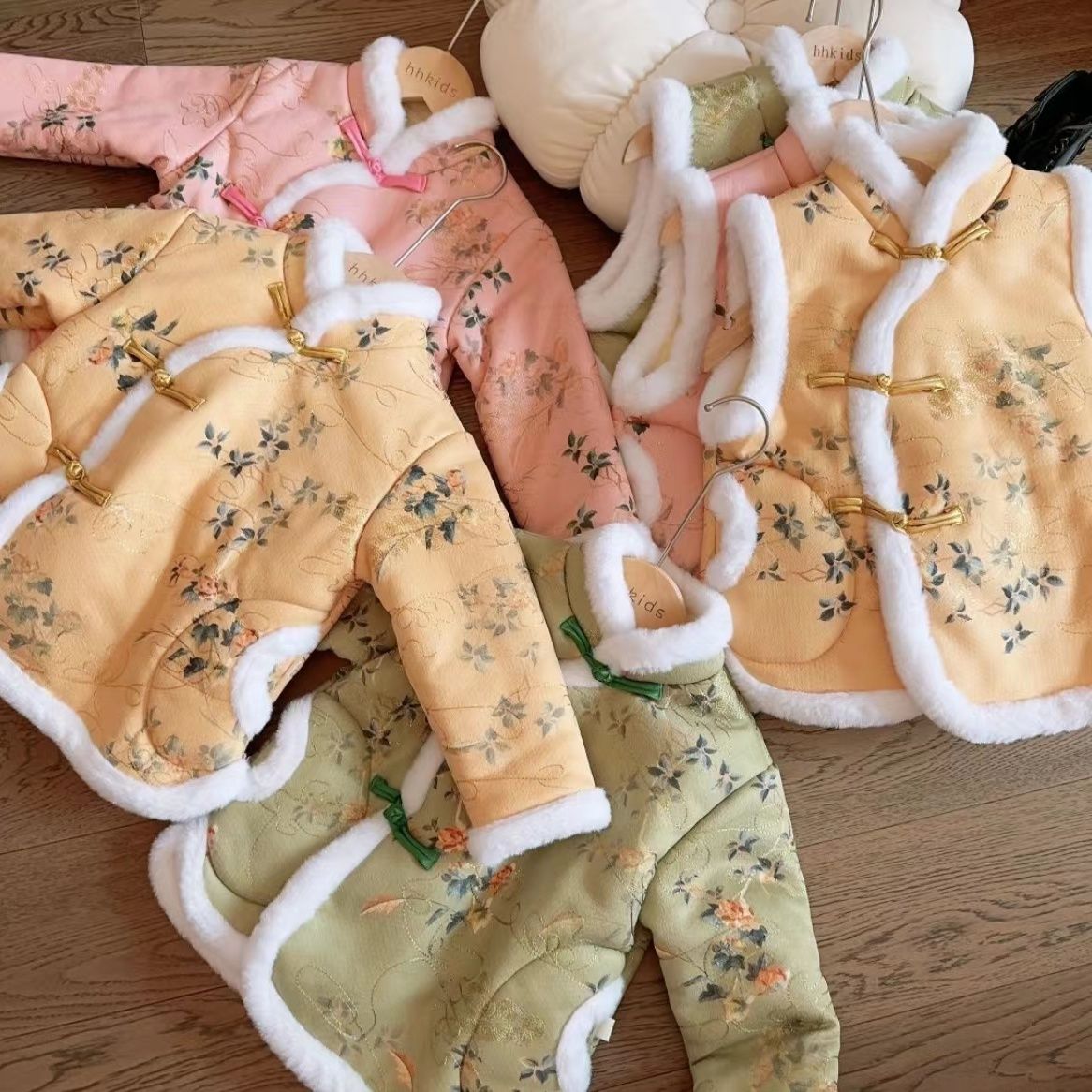 儿童中国风唐装加绒棉袄拜年服男童女童宝宝盘扣古风保暖冬季复古