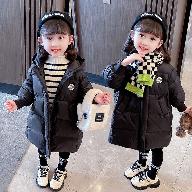 女童绒棉服冬装2022新款女宝宝长款保暖网红时尚宝宝时尚外套潮