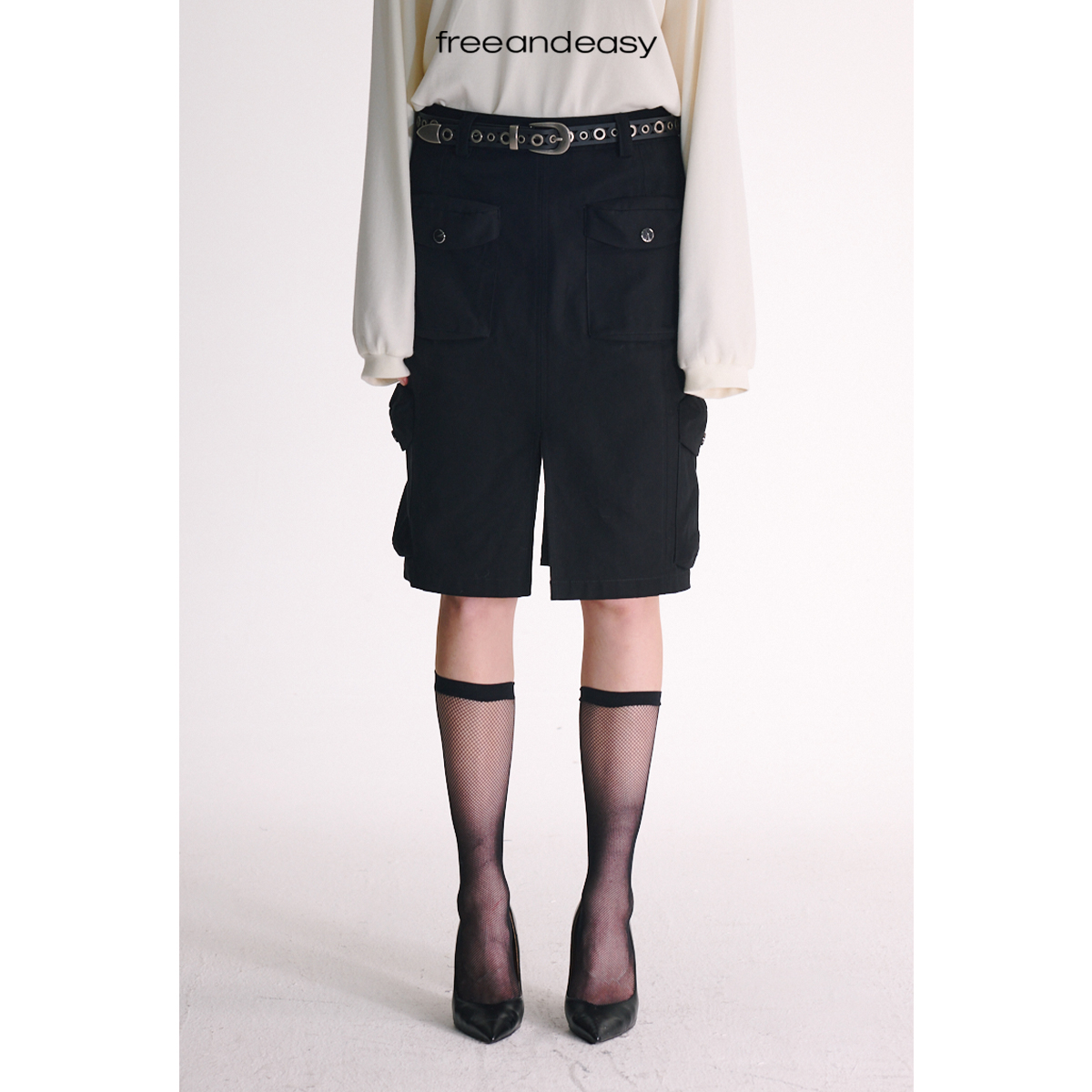 FAEfreeandeasy共享快乐 六袋工装五分裙B43086