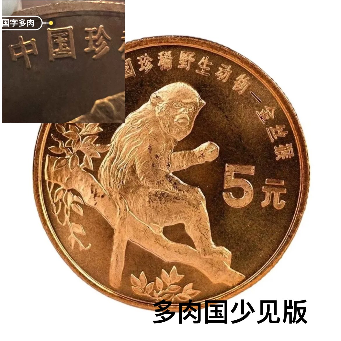 法定货币1995年珍稀野生动物金丝猴纪念币多肉国版本卷拆原光 