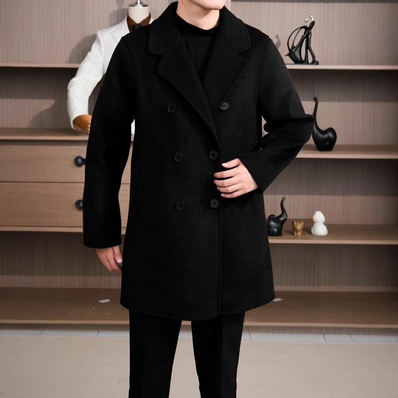 【中长款大衣】2025秋季新双面绒大衣男中长款韩系双面呢大衣