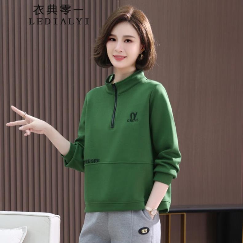 无帽卫衣女装2025春秋季新款休闲气质短款宽松中年小个子长袖上衣