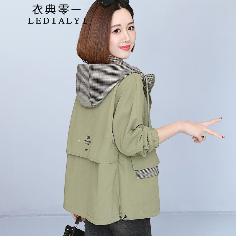 春秋季女装新款时尚休闲宽松大码中年小个子短外套女风衣夹克上衣