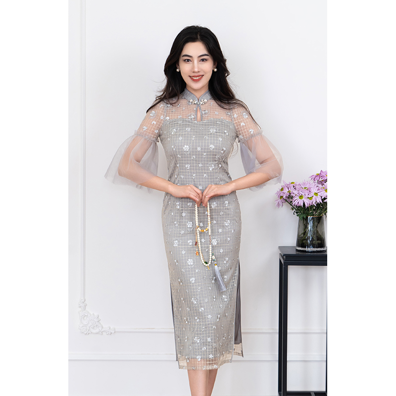 【特惠清仓】仙云归新中式国风气质时尚显瘦春秋季蕾丝旗袍连衣裙