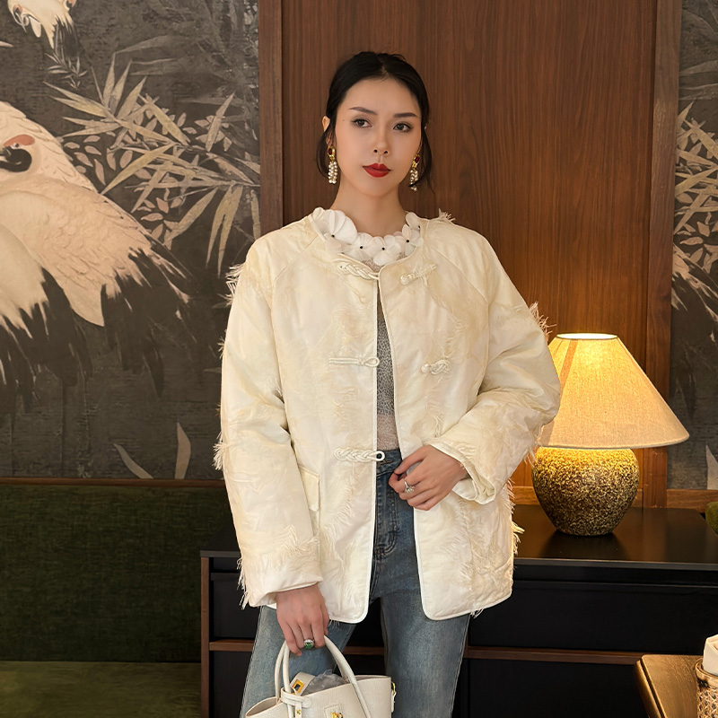 【特惠清仓】百搭女装梦西洲冬季白色丝毛鸭绒短款羽绒服外套