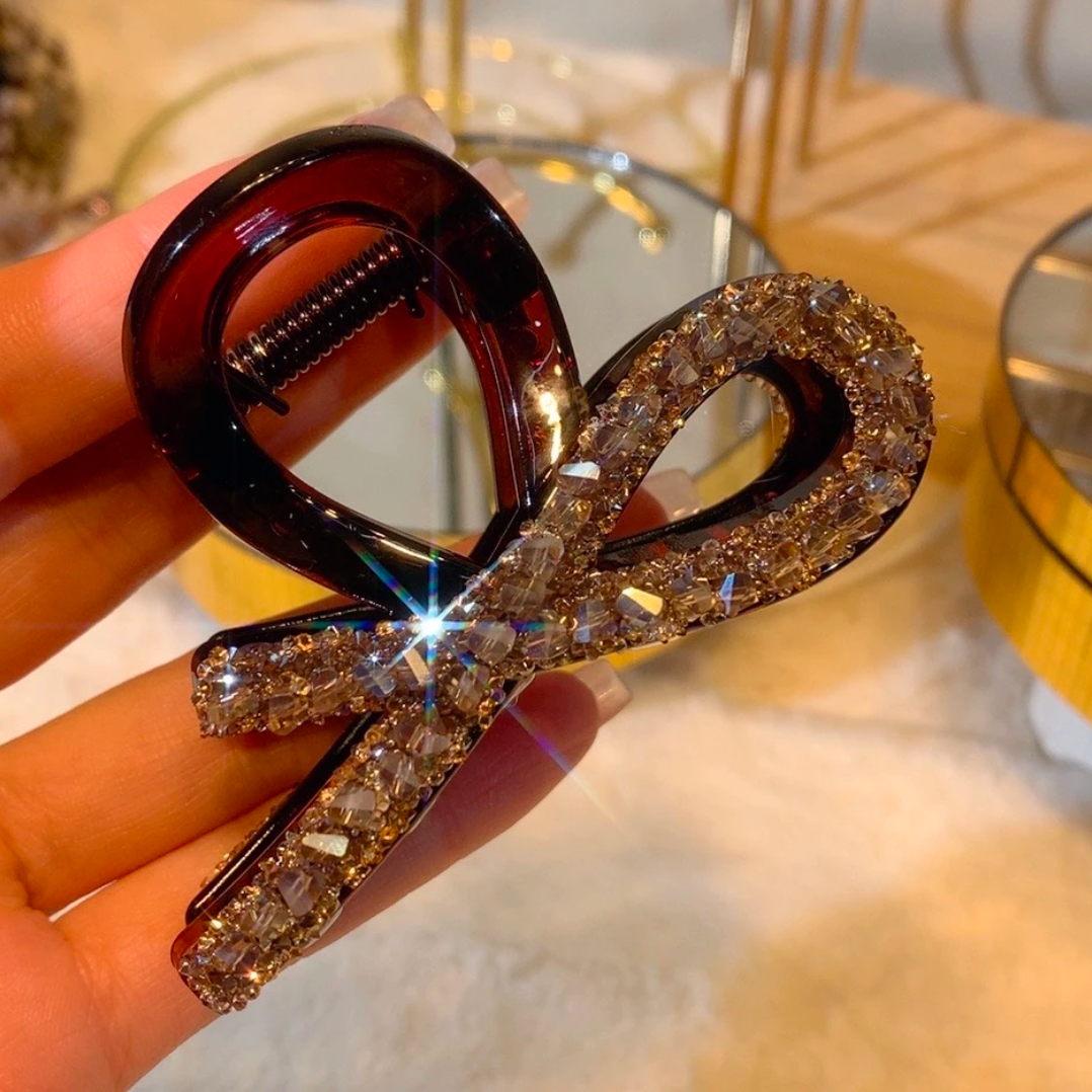 A1089韩版新款满钻交叉蝴蝶抓夹8cm气质轻奢优雅