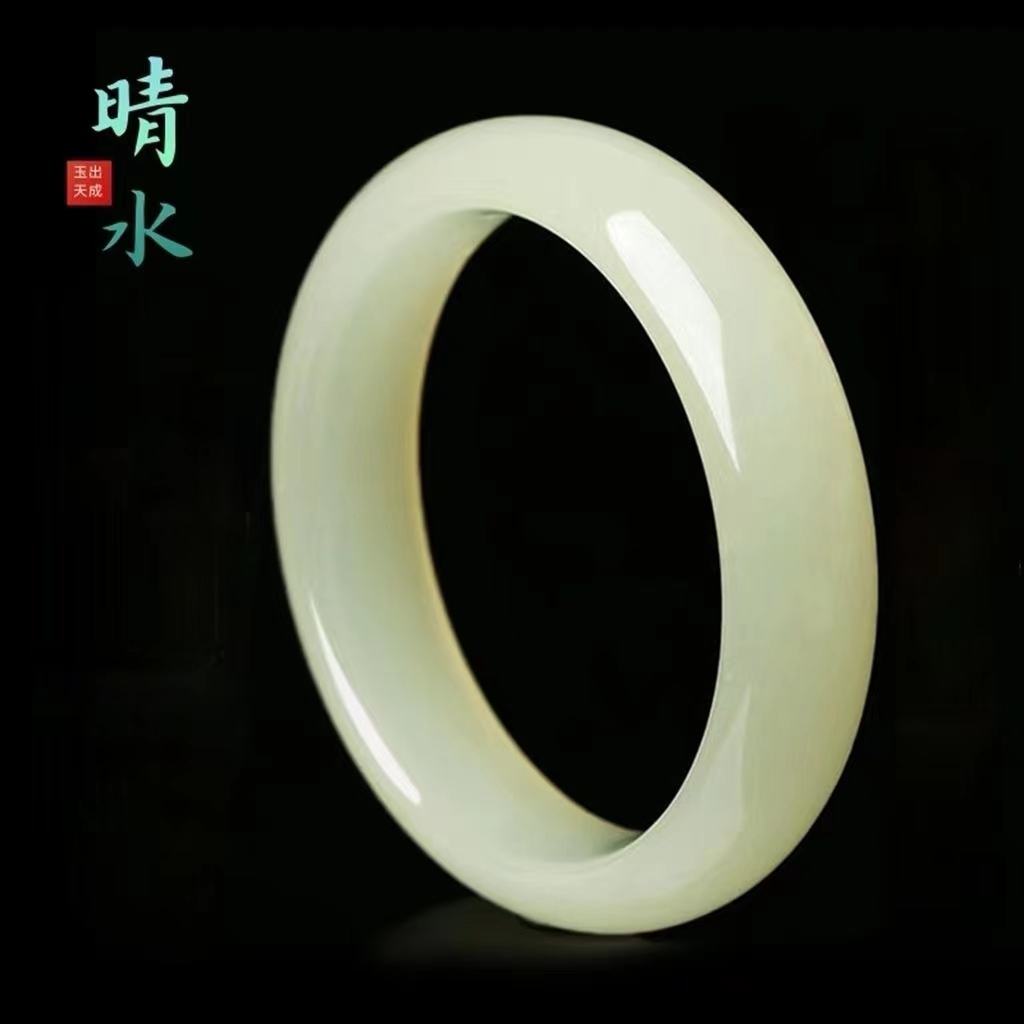 非金属玻璃手镯 冰透简约百搭时尚女款精美气质手镯绿色
