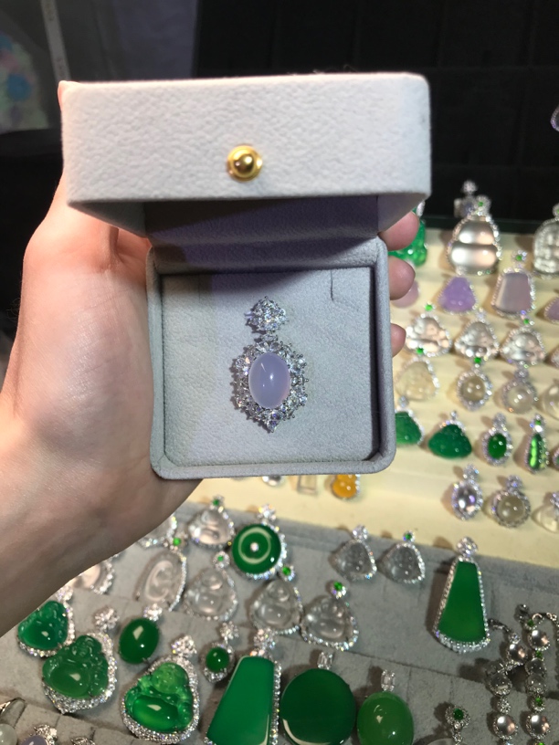 中号紫蛋面银s925镶嵌天然蛋面吊坠