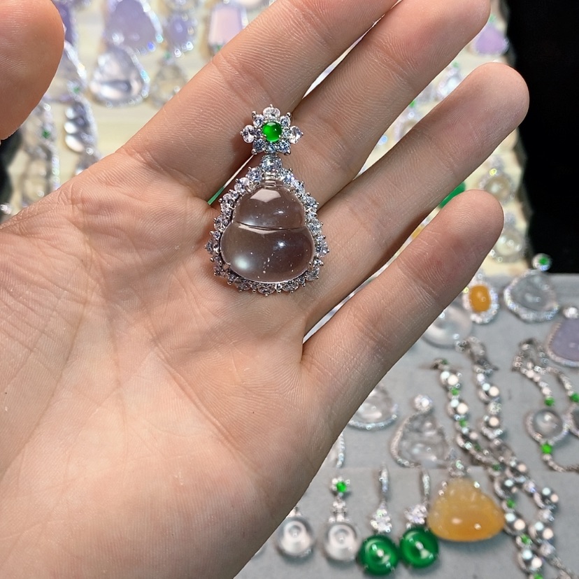 【闪购商品】石英质玉吊坠(不含链)银S925镶嵌玉**花