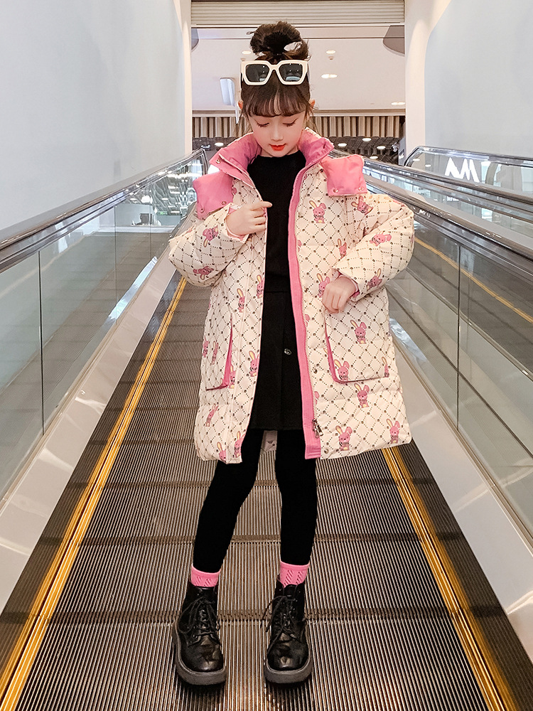 巴拉巴拉女童羽绒服中长款2023新款儿童洋气冬装大童女孩冬季网红