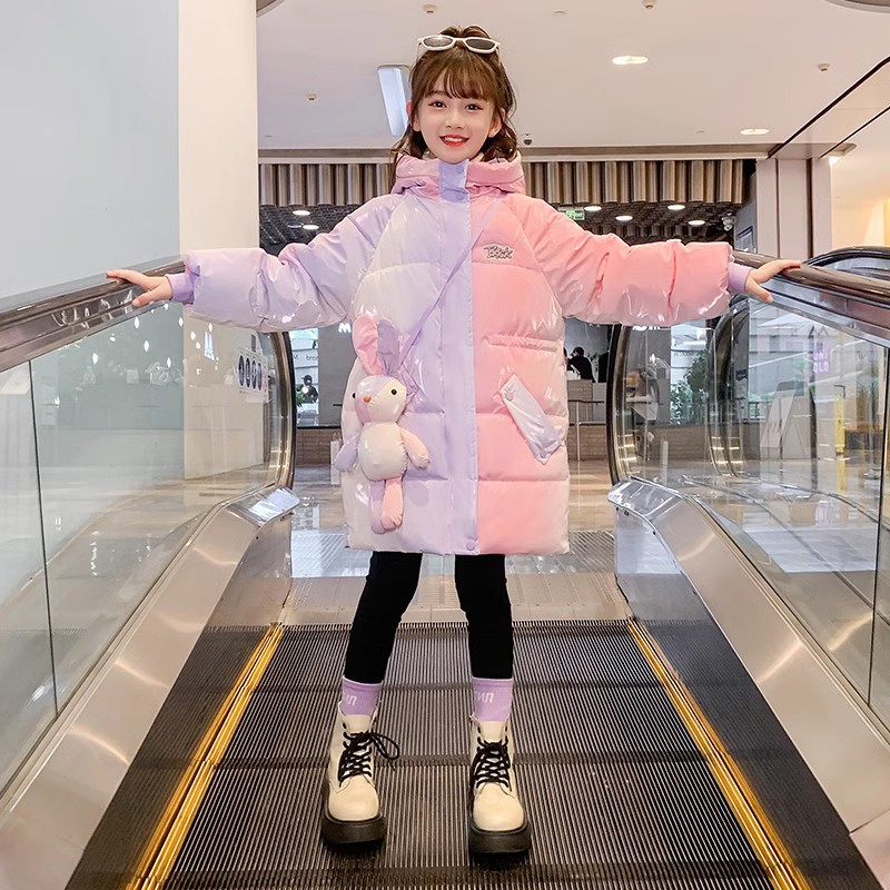 巴拉巴拉女童羽绒服2023新款洋气冬季加厚女孩大童冬装中长款儿童
