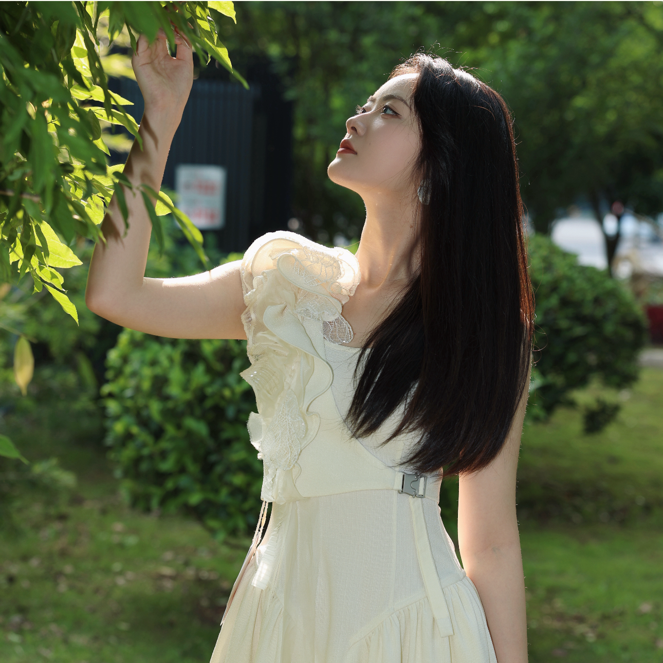 SICI-BANG 西太后荷叶花苞裙显瘦气质公主生日连衣裙夏季复古法式