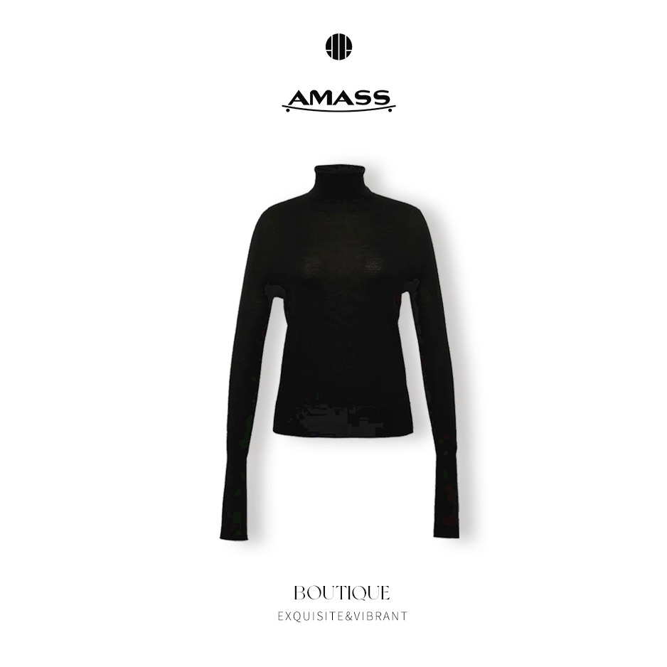 AMASS/阿玛施热力感高领纯色修身打底套头保暖长袖针织衫-5399033