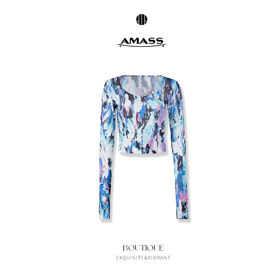 AMASS/阿玛施阿玛施独特漂亮减龄款上衣复古印花长袖纱衣-5300927