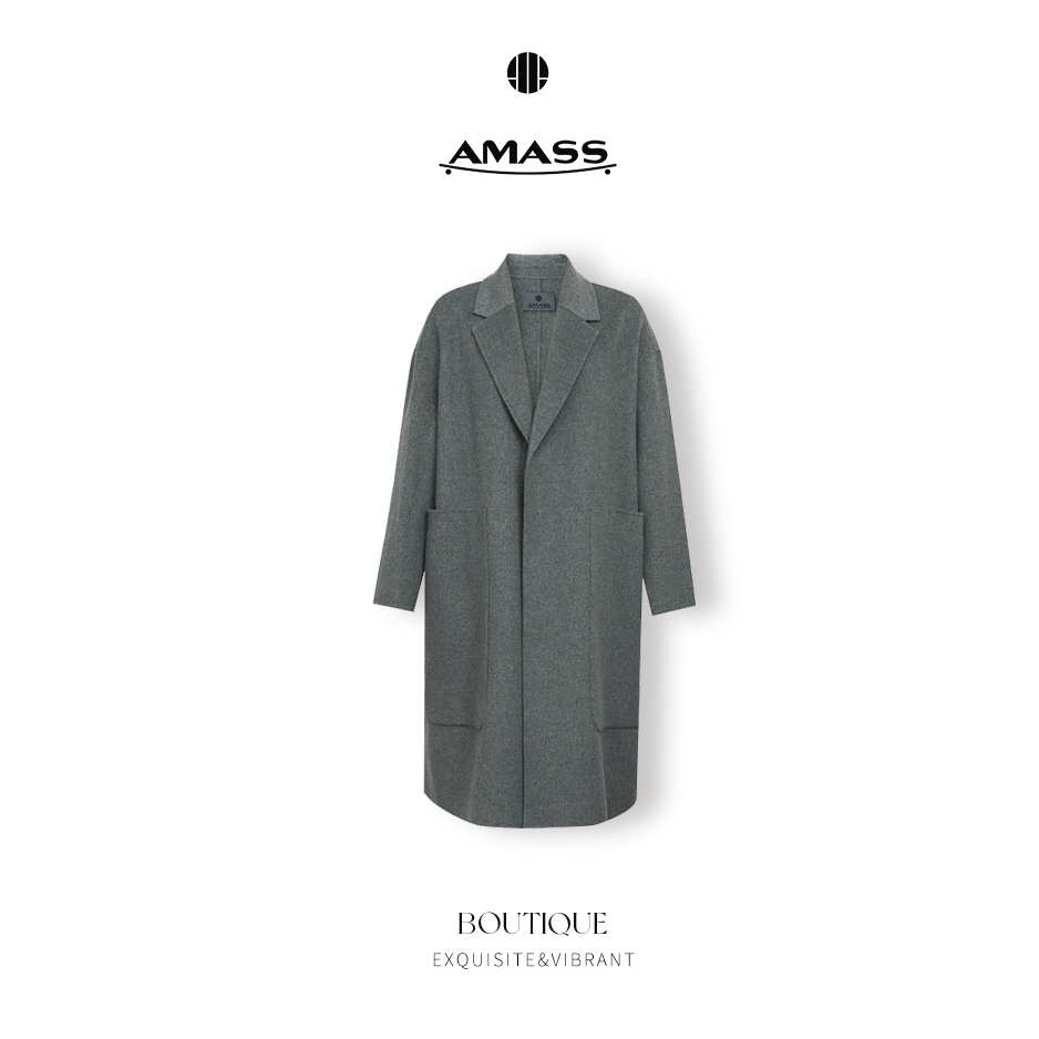 AMASS/阿玛施经典时尚大口袋纯羊毛中长双面呢长袖外套女-5400252