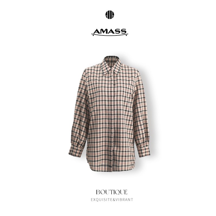 AMASS/阿玛施秋季经典百搭中长格子衬衫5300701-1K12743-001